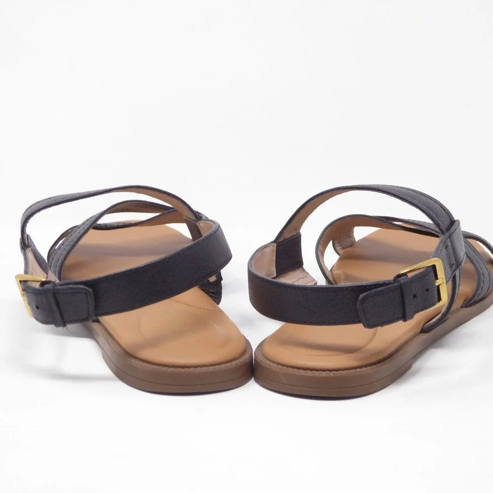 Cole Haan Womens Camberly Sandals Black Leather Strappy Buckle Flat W29574 10B